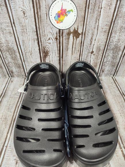 Nautica River Edge Clog Slides Men's Size 9 Women's Size 11 Shoes Black NWT - Picture 3 of 11